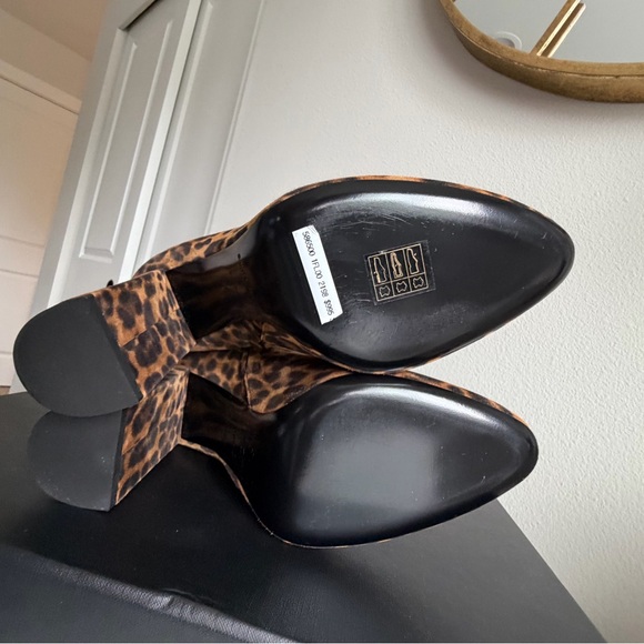 Saint Laurent Brown Leopard Ankle Boots - Picture 4 of 10